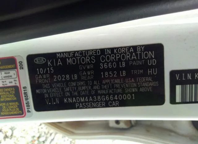 Photo 8 VIN: KNADM4A38G6640001 - KIA RIO 