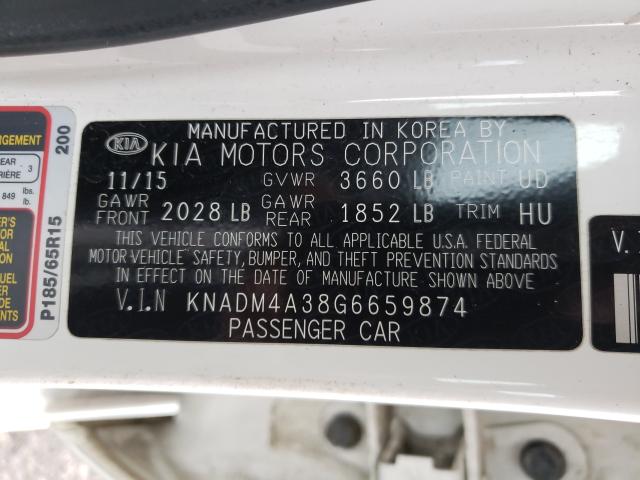 Photo 9 VIN: KNADM4A38G6659874 - KIA RIO LX 