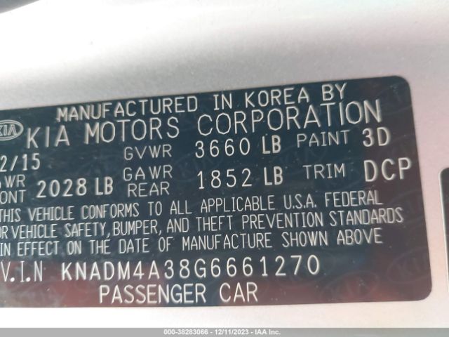 Photo 8 VIN: KNADM4A38G6661270 - KIA RIO 