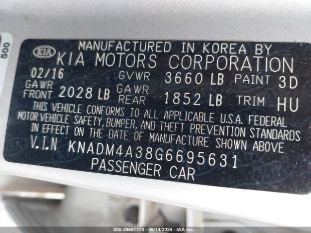 Photo 8 VIN: KNADM4A38G6695631 - KIA RIO 