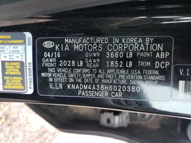 Photo 9 VIN: KNADM4A38H6020380 - KIA RIO LX 