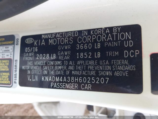 Photo 8 VIN: KNADM4A38H6025207 - KIA RIO 