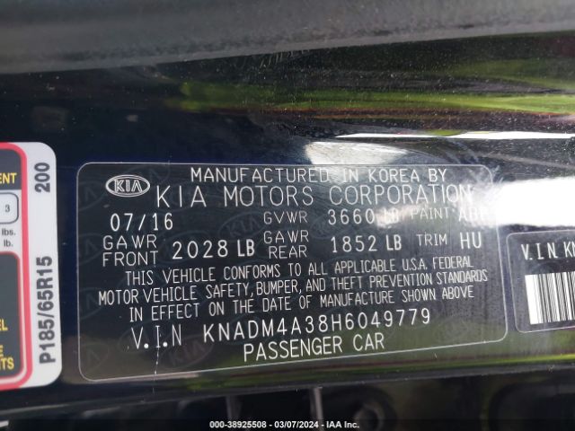 Photo 8 VIN: KNADM4A38H6049779 - KIA RIO 