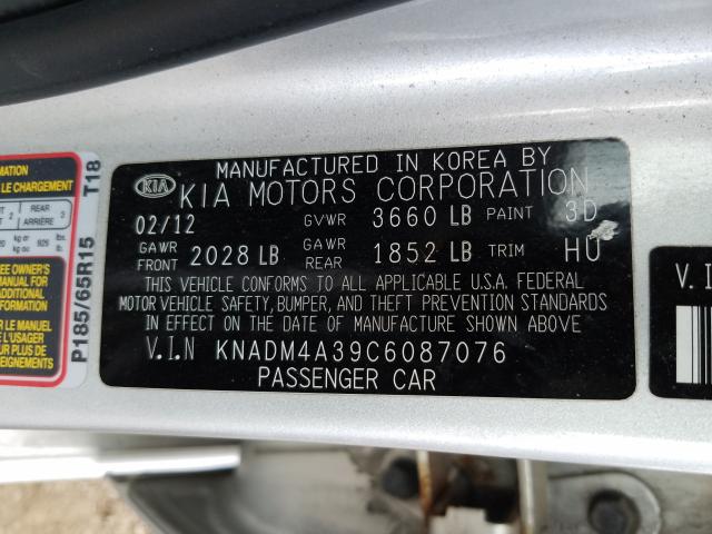 Photo 9 VIN: KNADM4A39C6087076 - KIA RIO LX 