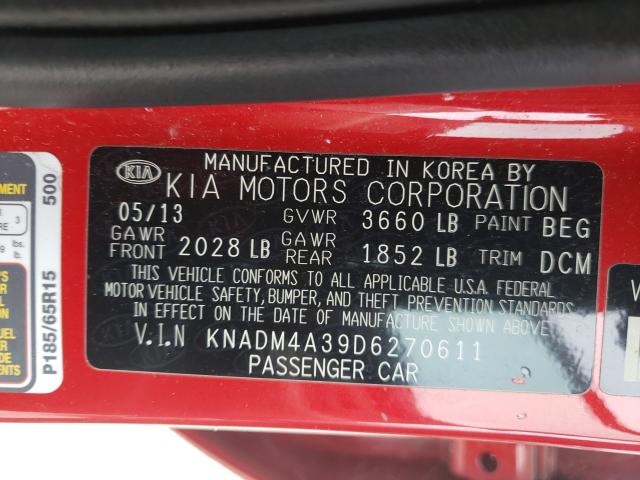 Photo 9 VIN: KNADM4A39D6270611 - KIA RIO LX 