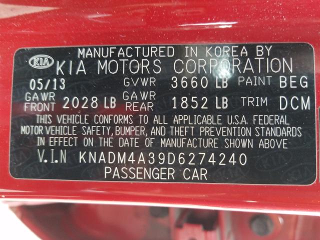 Photo 9 VIN: KNADM4A39D6274240 - KIA RIO LX 