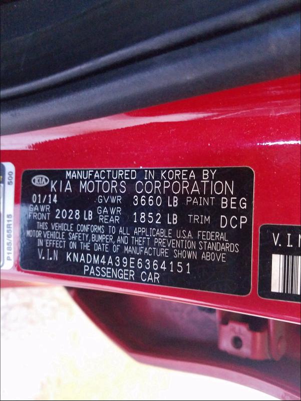 Photo 9 VIN: KNADM4A39E6364151 - KIA RIO LX 