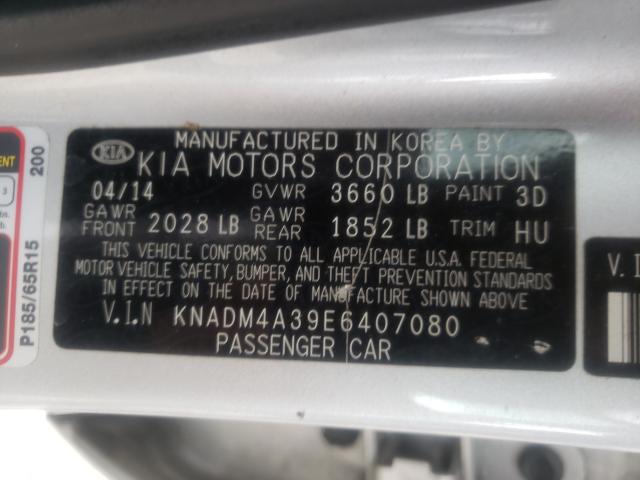 Photo 9 VIN: KNADM4A39E6407080 - KIA RIO LX 