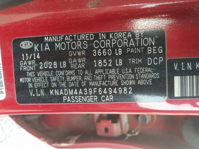 Photo 9 VIN: KNADM4A39F6494982 - KIA RIO LX 