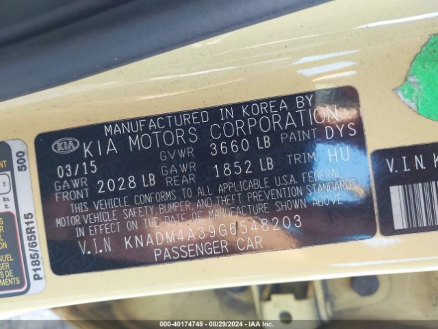 Photo 8 VIN: KNADM4A39G6548203 - KIA RIO 