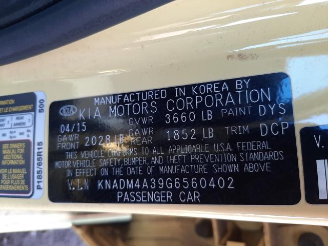 Photo 9 VIN: KNADM4A39G6560402 - KIA RIO LX 