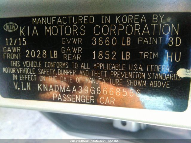 Photo 8 VIN: KNADM4A39G6668566 - KIA RIO 