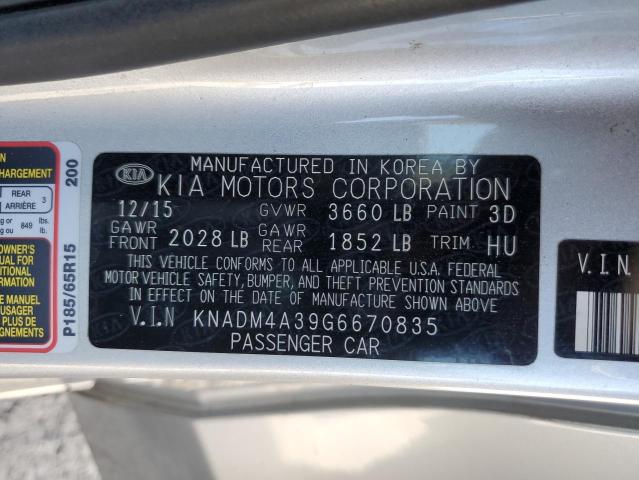 Photo 11 VIN: KNADM4A39G6670835 - KIA RIO LX 