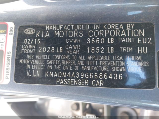 Photo 8 VIN: KNADM4A39G6686436 - KIA RIO 