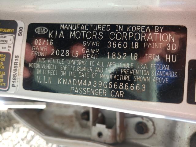 Photo 9 VIN: KNADM4A39G6686663 - KIA RIO LX 