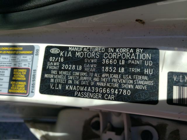 Photo 9 VIN: KNADM4A39G6694780 - KIA RIO LX 