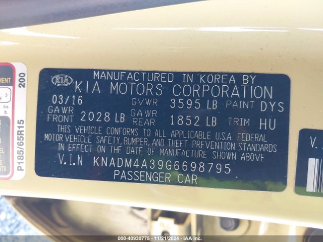 Photo 8 VIN: KNADM4A39G6698795 - KIA RIO 