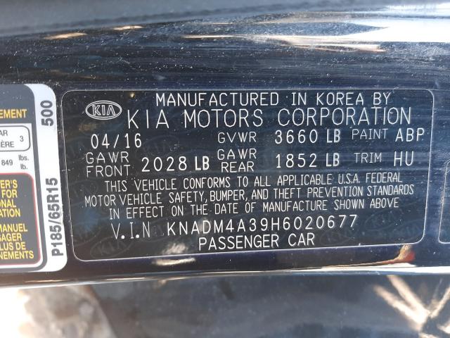 Photo 9 VIN: KNADM4A39H6020677 - KIA RIO LX 