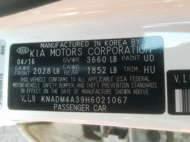 Photo 9 VIN: KNADM4A39H6021067 - KIA RIO LX 