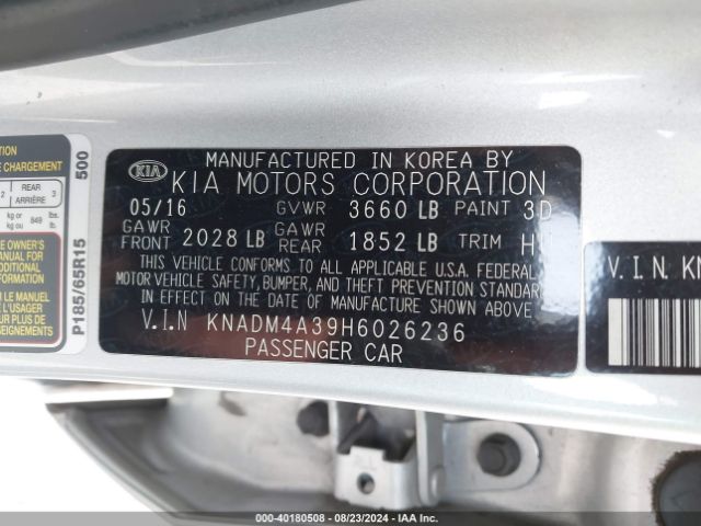 Photo 8 VIN: KNADM4A39H6026236 - KIA RIO 