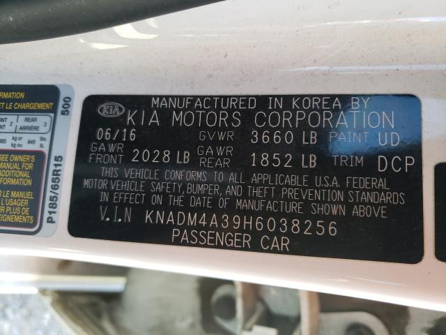 Photo 9 VIN: KNADM4A39H6038256 - KIA RIO LX 