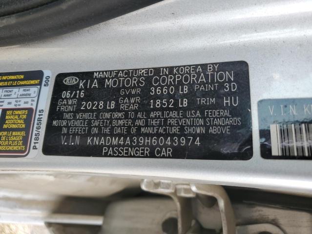 Photo 9 VIN: KNADM4A39H6043974 - KIA RIO LX 