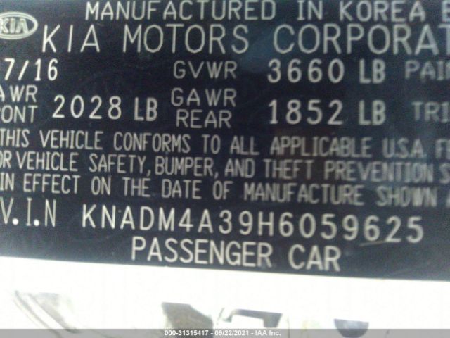 Photo 8 VIN: KNADM4A39H6059625 - KIA RIO 