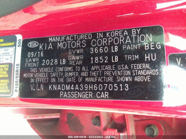 Photo 8 VIN: KNADM4A39H6070513 - KIA RIO 