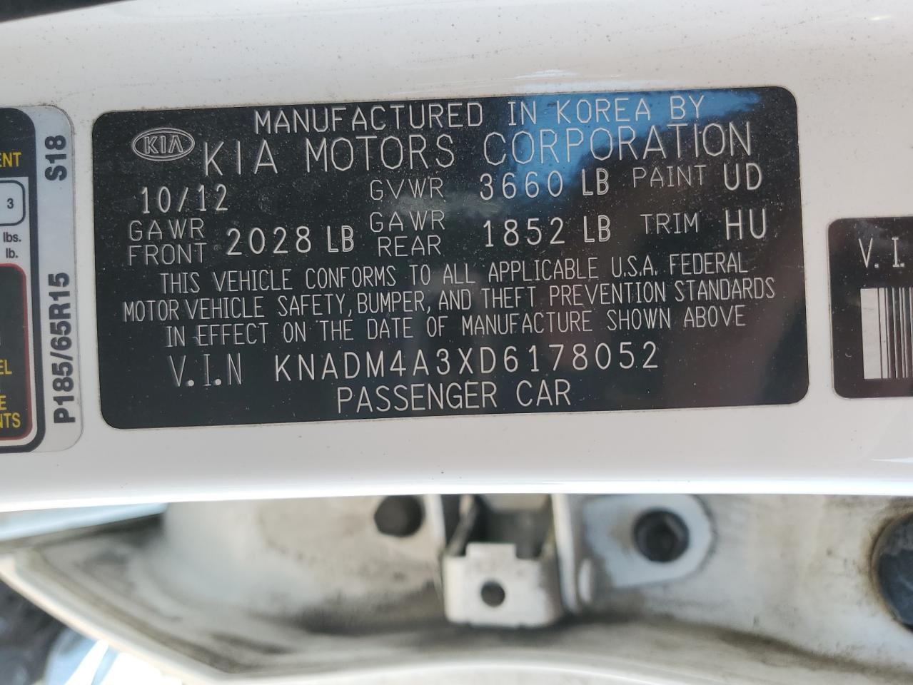 Photo 11 VIN: KNADM4A3XD6178052 - KIA RIO 