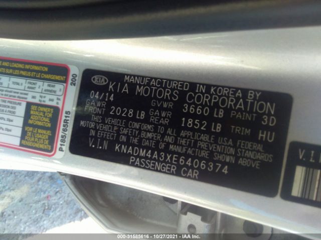 Photo 8 VIN: KNADM4A3XE6406374 - KIA RIO 