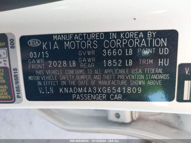 Photo 8 VIN: KNADM4A3XG6541809 - KIA RIO 