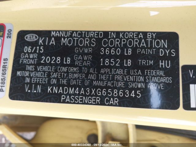 Photo 8 VIN: KNADM4A3XG6586345 - KIA RIO 