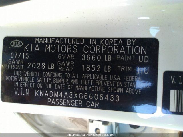 Photo 8 VIN: KNADM4A3XG6606433 - KIA RIO 