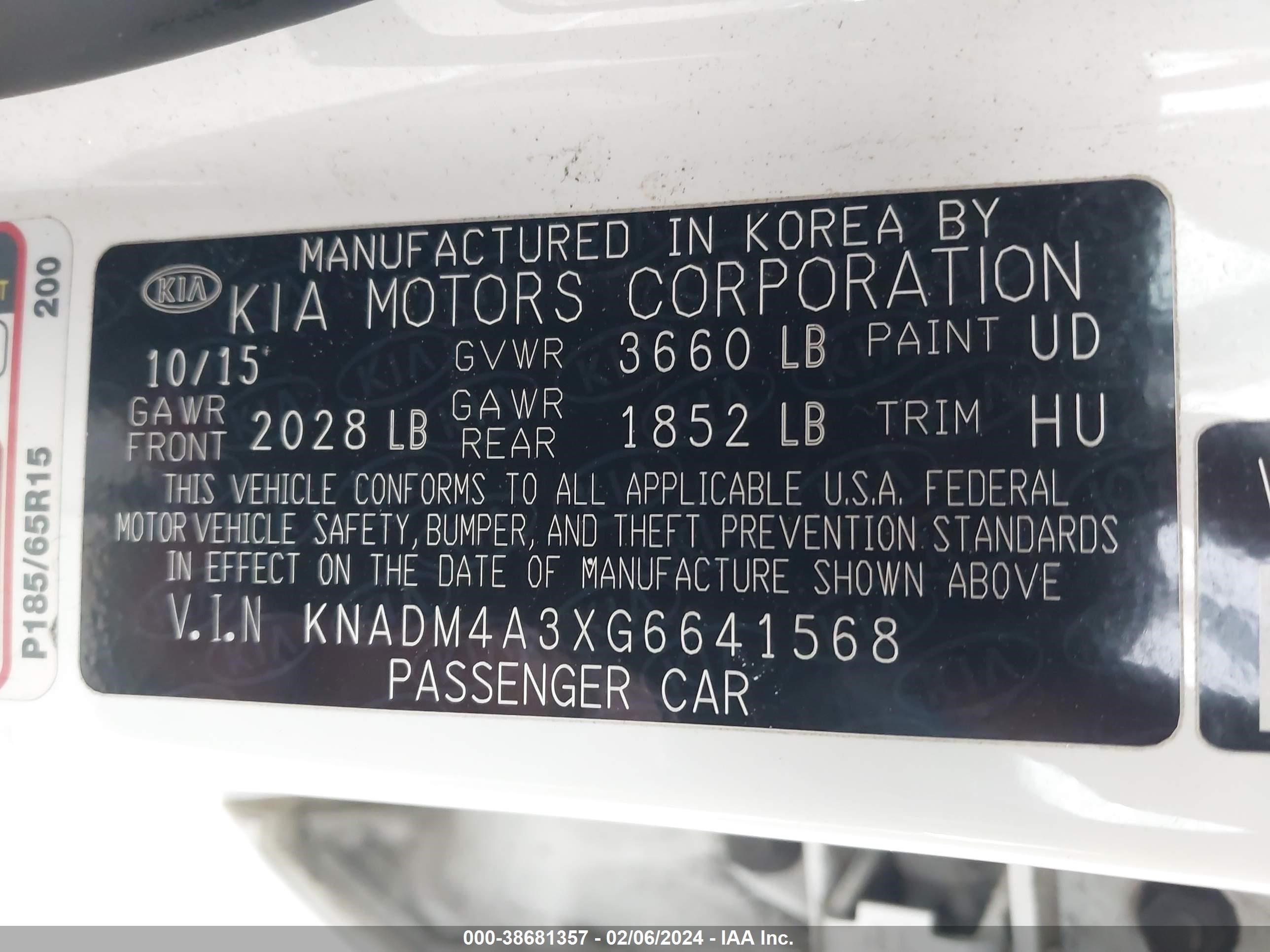 Photo 8 VIN: KNADM4A3XG6641568 - KIA RIO 