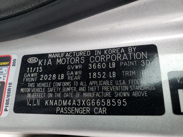 Photo 9 VIN: KNADM4A3XG6658595 - KIA RIO LX 