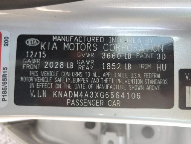 Photo 11 VIN: KNADM4A3XG6664106 - KIA RIO LX 