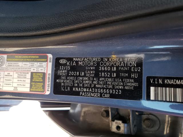 Photo 9 VIN: KNADM4A3XG6669323 - KIA RIO LX 