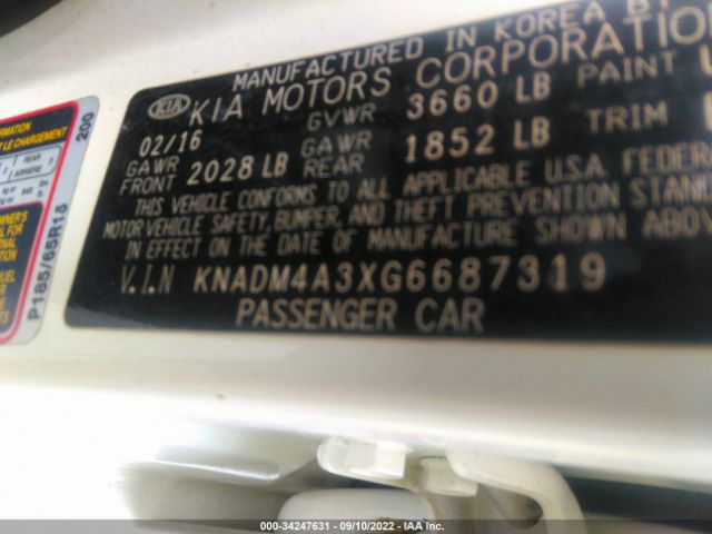 Photo 8 VIN: KNADM4A3XG6687319 - KIA RIO 