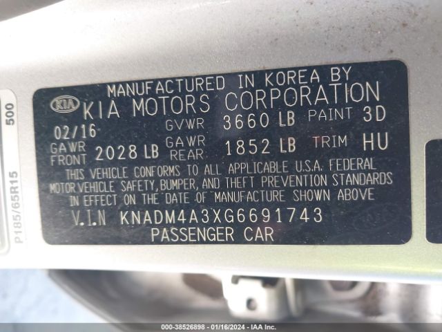 Photo 8 VIN: KNADM4A3XG6691743 - KIA RIO 