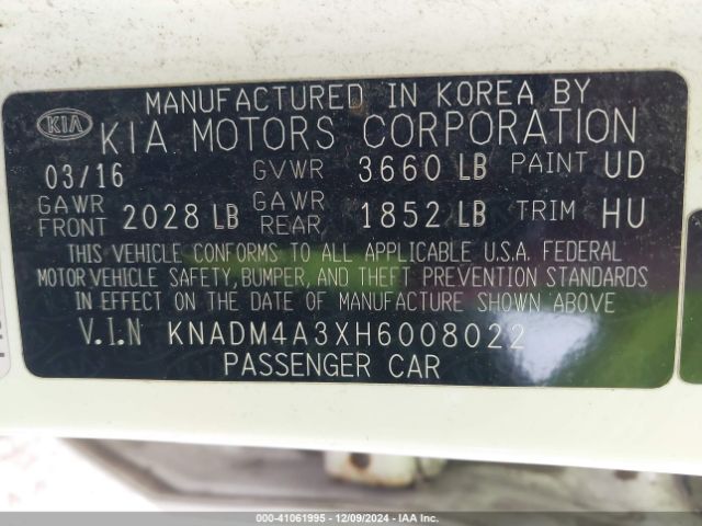 Photo 8 VIN: KNADM4A3XH6008022 - KIA RIO 