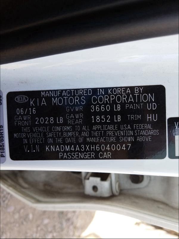 Photo 9 VIN: KNADM4A3XH6040047 - KIA RIO LX 