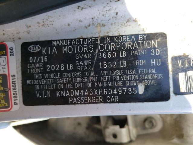 Photo 9 VIN: KNADM4A3XH6049735 - KIA RIO LX 