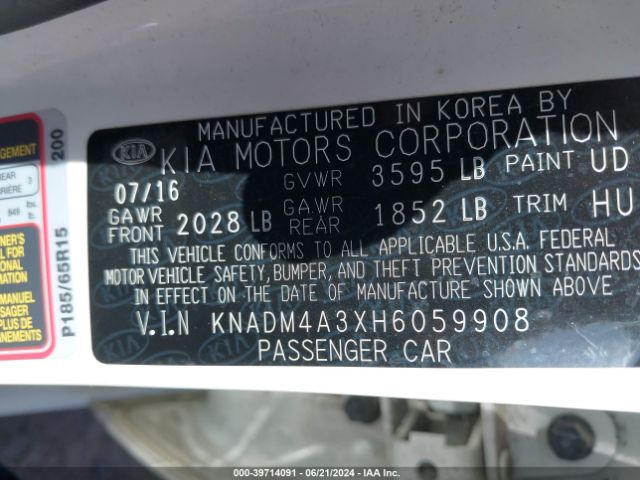 Photo 8 VIN: KNADM4A3XH6059908 - KIA RIO 