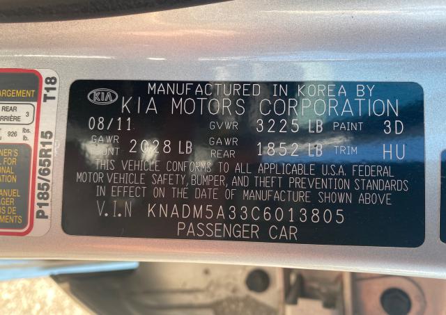 Photo 9 VIN: KNADM5A33C6013805 - KIA RIO LX 