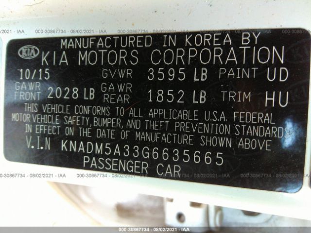 Photo 8 VIN: KNADM5A33G6635665 - KIA RIO 