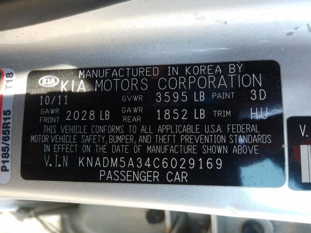 Photo 9 VIN: KNADM5A34C6029169 - KIA RIO LX 