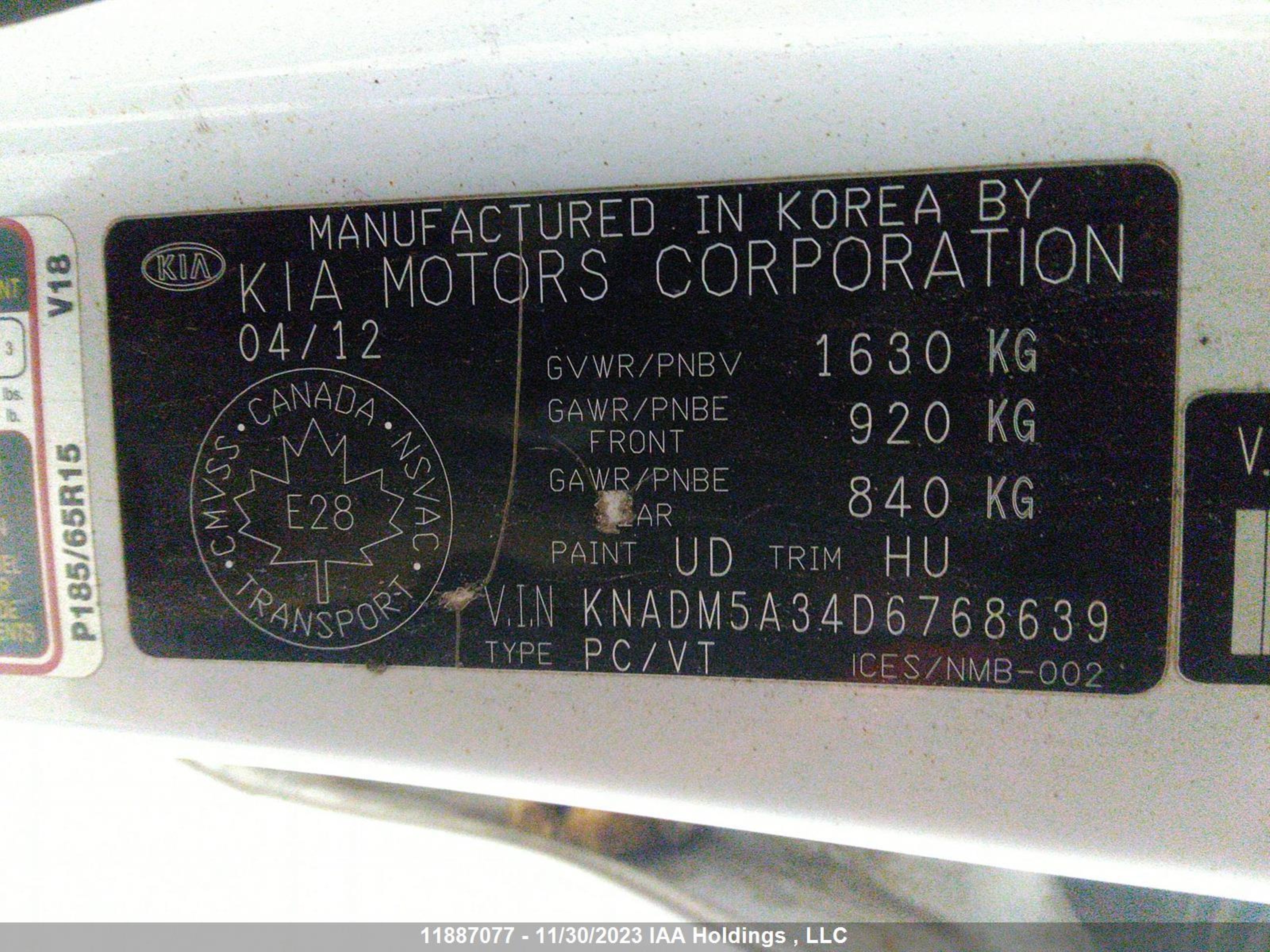 Photo 8 VIN: KNADM5A34D6768639 - KIA RIO 