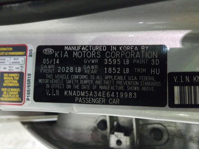 Photo 9 VIN: KNADM5A34E6419983 - KIA RIO LX 