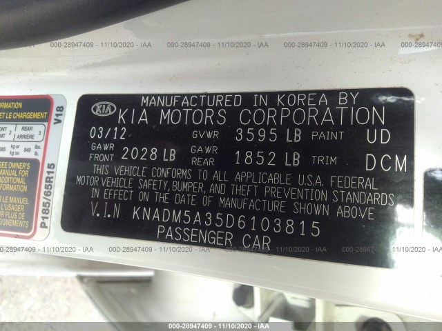 Photo 8 VIN: KNADM5A35D6103815 - KIA RIO 