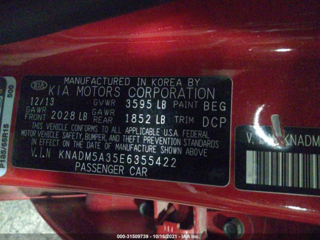 Photo 8 VIN: KNADM5A35E6355422 - KIA RIO 